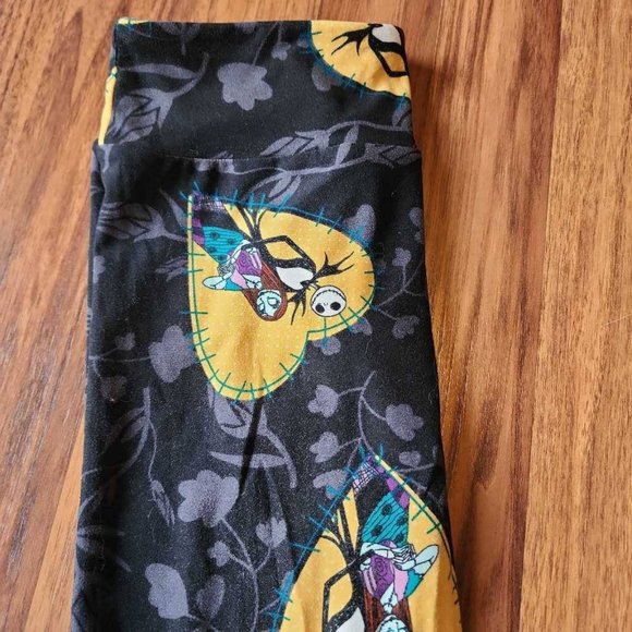 Lularoe Womens Halloween Leggings Black Jack Skellington Sally Hearts Stretch OS - Picture 3 of 5